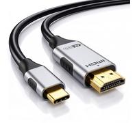 QGECEN USB C to HDMI Cable 1.8m, 4K@60Hz Type C to HDMI Adaptor (Gold-Plated, Aluminium Shell), Thunderbolt 3/4/5 Compatible with MacBook Pro M4/M3, iPhone 16/15, Steam Deck, Galaxy S25