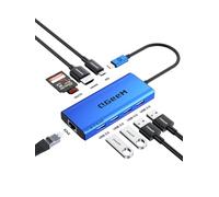 QGeeM USB C Hub Ethernet,9 in 1 USB Type C Hub HDMI Multi-Port Converter Adapter,100W Pd, USB 3.0,SD/TF Card Reader,Compatible for MacBook Pro Air Ipad HP Dell Lenovo Chromebook etc.-Blue