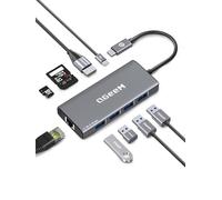 QGeeM USB C Hub Ethernet,9 in 1 USB Type C Hub HDMI Multi-Port Converter Adapter,100W Pd, USB 3.0,SD/TF Card Reader,Compatible for MacBook Pro Air Ipad HP Dell Lenovo Chromebook etc.-Gray