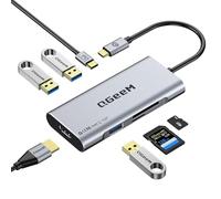 QGeeM USB C Hub, USB 4k to HDMI Adapter, 7 in 1 USB-C Dongle with 100W PD, USB 3.0, Card Reader, Compatible for MacBook iPhone 15/16 Ipad Pro max, Chromebook Laptop USB Type C Dock-Classic Grey