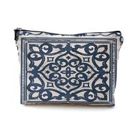 QGFM Vintage Blue and White Chinoiserie Makeup Bag, Vintage Blue Floral Cosmetic Bags for Women, Classical Moroccan Mediterranean Tiles Floral Zipper Makeup Pouch