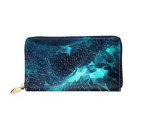 QGGHNISD Abstract Polygonal Space Women's Long Leather Wallet with Zipper, Card Slots, Cash Pocket, Clutch Purse