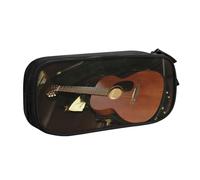 QGGHNISD Acoustic Guitar Pencil Bag, Large Capacity Double Layer with Divider Stationery Bag,Zipper Cute Printed Cosmetic Bag for School Office Travelling