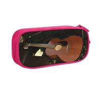 QGGHNISD Acoustic Guitar Pencil Bag, Large Capacity Double Layer with Divider Stationery Bag,Zipper Cute Printed Cosmetic Bag for School Office Travelling