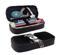 QGGHNISD Adorable Schnauzer Leather Pencil Case, Large Capacity Durable Pencil Box, Student Stationery Bag, Suitable for Stationery/Cosmetics/Small Items