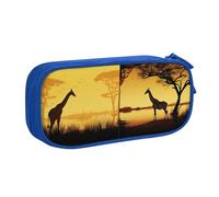 QGGHNISD African Grassland Animals Pencil Bag, Large Capacity Double Layer with Divider Stationery Bag,Zipper Cute Printed Cosmetic Bag for School Office Travelling