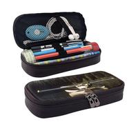 QGGHNISD Airplane On Lake Leather Pencil Case, Large Capacity Durable Pencil Box, Student Stationery Bag, Suitable for Stationery/Cosmetics/Small Items