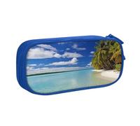 QGGHNISD Aitutaki Lagoon, Cook Islands Pencil Bag, Large Capacity Double Layer with Divider Stationery Bag,Zipper Cute Printed Cosmetic Bag for School Office Travelling
