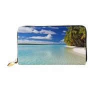 QGGHNISD Aitutaki Lagoon, Cook Islands Women's Long Leather Wallet with Zipper, Card Slots, Cash Pocket, Clutch Purse