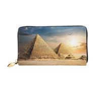 QGGHNISD Ancient Egypt Women's Long Leather Wallet with Zipper, Card Slots, Cash Pocket, Clutch Purse