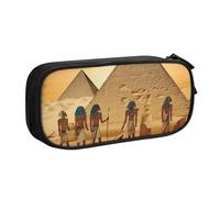 QGGHNISD Ancient Egyptians Pencil Bag, Large Capacity Double Layer with Divider Stationery Bag,Zipper Cute Printed Cosmetic Bag for School Office Travelling