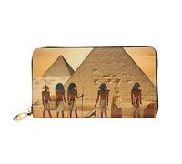 QGGHNISD Ancient Egyptians Women's Long Leather Wallet with Zipper, Card Slots, Cash Pocket, Clutch Purse