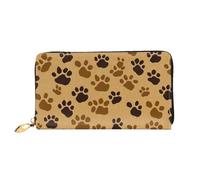 QGGHNISD Animal Footprints Women's Long Leather Wallet with Zipper, Card Slots, Cash Pocket, Clutch Purse
