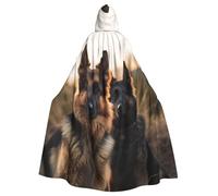 QGGHNISD Animal German Shepherd Halloween Hooded Cloak For Adults, Long Polyester Cape With Big Hood For Cosplay, Party, Costume