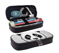 QGGHNISD Anime Panda Face Leather Pencil Case, Large Capacity Durable Pencil Box, Student Stationery Bag, Suitable for Stationery/Cosmetics/Small Items