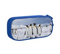 QGGHNISD Antarctica Penguins Pencil Bag, Large Capacity Double Layer with Divider Stationery Bag,Zipper Cute Printed Cosmetic Bag for School Office Travelling
