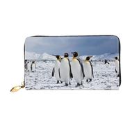 QGGHNISD Antarctica Penguins Women's Long Leather Wallet with Zipper, Card Slots, Cash Pocket, Clutch Purse