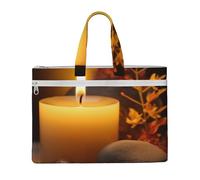 QGGHNISD Aromatic Candle Canvas Tote Bag Document Organizer Bag Zipper File Storage Handbag Portable Office Travel Bag