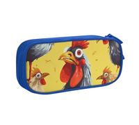 QGGHNISD Art Chicken Painting Pencil Bag, Large Capacity Double Layer with Divider Stationery Bag,Zipper Cute Printed Cosmetic Bag for School Office Travelling