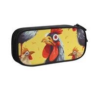 QGGHNISD Art Chicken Painting Pencil Bag, Large Capacity Double Layer with Divider Stationery Bag,Zipper Cute Printed Cosmetic Bag for School Office Travelling