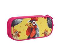 QGGHNISD Art Chicken Painting Pencil Bag, Large Capacity Double Layer with Divider Stationery Bag,Zipper Cute Printed Cosmetic Bag for School Office Travelling