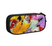 QGGHNISD Autumn Leaves Maple Pencil Bag, Large Capacity Double Layer with Divider Stationery Bag,Zipper Cute Printed Cosmetic Bag for School Office Travelling