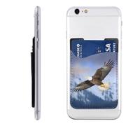 QGGHNISD Bald Eagle Flying Phone Case Card Holder, Adhesive Id Credit Card Holder for The Back of Most Smartphones
