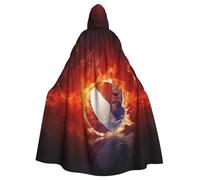 QGGHNISD Basketball Flames And Waterdrops Halloween Hooded Cloak For Adults, Long Polyester Cape With Big Hood For Cosplay, Party, Costume
