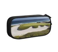 QGGHNISD Beach Golf Course Pencil Bag, Large Capacity Double Layer with Divider Stationery Bag,Zipper Cute Printed Cosmetic Bag for School Office Travelling