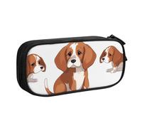 QGGHNISD Beagle Dog Pencil Bag, Large Capacity Double Layer with Divider Stationery Bag,Zipper Cute Printed Cosmetic Bag for School Office Travelling
