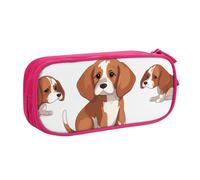 QGGHNISD Beagle Dog Pencil Bag, Large Capacity Double Layer with Divider Stationery Bag,Zipper Cute Printed Cosmetic Bag for School Office Travelling