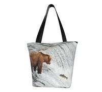 QGGHNISD Bears Fishing In River Women'S Casual Shoulder Tote Bag, Large Capacity Polyester Handbag, Travel Beach Shopping Bag