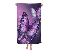 QGGHNISD Beautiful Purple Butterfly Art Bath Towel, 130x80cm Printed Soft Skin-Friendly Quick-Dry Towel, Travel Swimming Outdoor Blanket