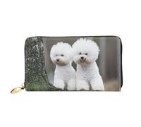 QGGHNISD Bichon Frise Women's Long Leather Wallet with Zipper, Card Slots, Cash Pocket, Clutch Purse