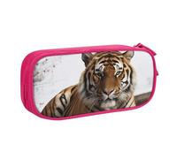 QGGHNISD Big Tiger Pencil Bag, Large Capacity Double Layer with Divider Stationery Bag,Zipper Cute Printed Cosmetic Bag for School Office Travelling