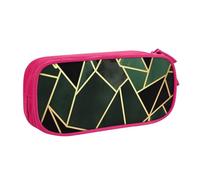 QGGHNISD Black and Gold Geometric Pencil Bag, Large Capacity Double Layer with Divider Stationery Bag,Zipper Cute Printed Cosmetic Bag for School Office Travelling