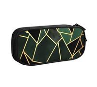 QGGHNISD Black and Gold Geometric Pencil Bag, Large Capacity Double Layer with Divider Stationery Bag,Zipper Cute Printed Cosmetic Bag for School Office Travelling