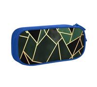 QGGHNISD Black and Gold Geometric Pencil Bag, Large Capacity Double Layer with Divider Stationery Bag,Zipper Cute Printed Cosmetic Bag for School Office Travelling