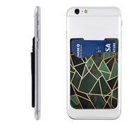 QGGHNISD Black and Gold Geometric Phone Case Card Holder, Adhesive Id Credit Card Holder for The Back of Most Smartphones