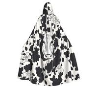 QGGHNISD Black And White Cow Halloween Hooded Cloak For Adults, Long Polyester Cape With Big Hood For Cosplay, Party, Costume