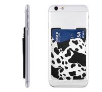 QGGHNISD Black and White Cow Print Phone Case Card Holder, Adhesive Id Credit Card Holder for The Back of Most Smartphones