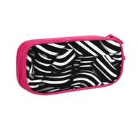 QGGHNISD Black and White Lines Pencil Bag, Large Capacity Double Layer with Divider Stationery Bag,Zipper Cute Printed Cosmetic Bag for School Office Travelling
