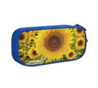 QGGHNISD Blooming Sunflowers Pencil Bag, Large Capacity Double Layer with Divider Stationery Bag,Zipper Cute Printed Cosmetic Bag for School Office Travelling