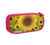 QGGHNISD Blooming Sunflowers Pencil Bag, Large Capacity Double Layer with Divider Stationery Bag,Zipper Cute Printed Cosmetic Bag for School Office Travelling