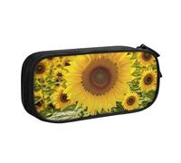 QGGHNISD Blooming Sunflowers Pencil Bag, Large Capacity Double Layer with Divider Stationery Bag,Zipper Cute Printed Cosmetic Bag for School Office Travelling