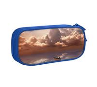 QGGHNISD Boat & Cloud Pencil Bag, Large Capacity Double Layer with Divider Stationery Bag,Zipper Cute Printed Cosmetic Bag for School Office Travelling
