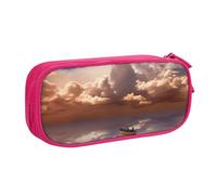 QGGHNISD Boat & Cloud Pencil Bag, Large Capacity Double Layer with Divider Stationery Bag,Zipper Cute Printed Cosmetic Bag for School Office Travelling