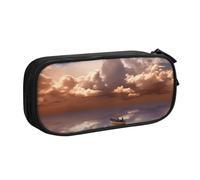 QGGHNISD Boat & Cloud Pencil Bag, Large Capacity Double Layer with Divider Stationery Bag,Zipper Cute Printed Cosmetic Bag for School Office Travelling