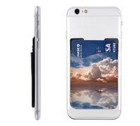 QGGHNISD Boat & Cloud Phone Case Card Holder, Adhesive Id Credit Card Holder for The Back of Most Smartphones