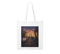 QGGHNISD Bridge At Dusk Canvas Tote Bag Large Reusable Shopping Bag With Double-Sided Print, 41x38cm Everyday Carry Handbag